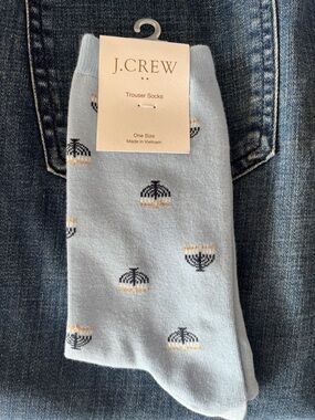 J. Crew Pale Blue Menorah Trouser Socks NWT